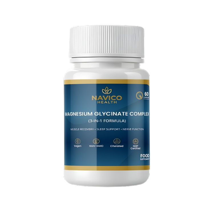 Navico Health magnesium glycinate complex supplement bottle on a white background